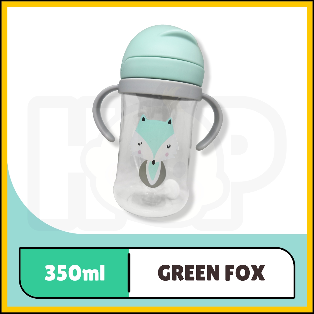 (250ml/350ml)Drinking Bottle for Baby with Straw Botol Bayi Botol Susu Drinking Bottle Handle Silicone Straw Baby Bottle