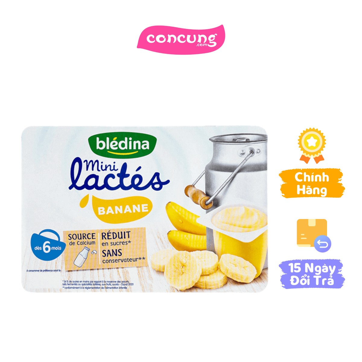 Sữa chua Bledina vị chuối, 6M. (55gx6 hộp)
