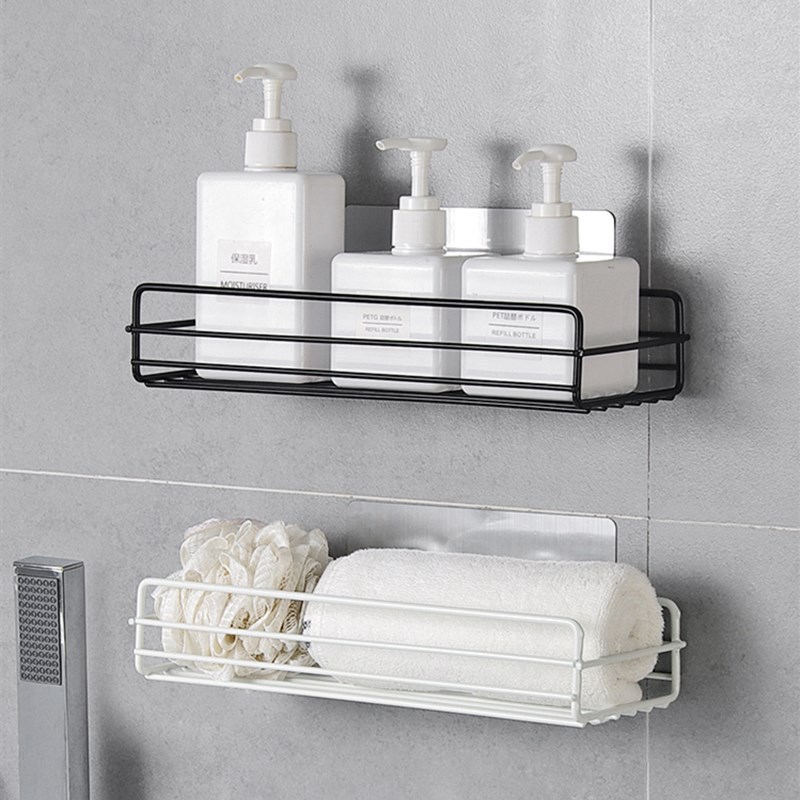 Giá Để Đồ Phòng Tắm Bằng Sắt Mỹ Thuật Treo Tường Giá Đựng Sữa Tắm Trắng Đen Không Đục Lỗ Giá Đựng Đồ Dùng Vệ Sinh Cá Nhân