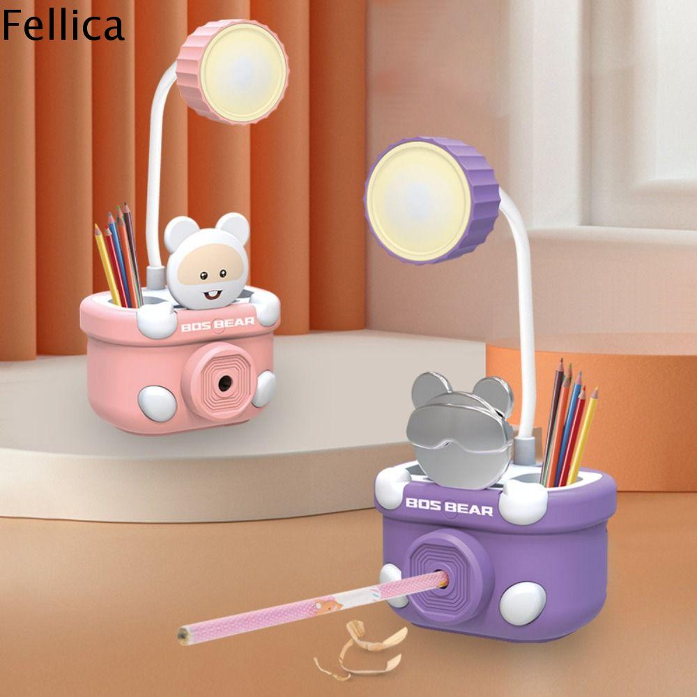 FELLICA Sạc USB Đèn đọc sách học tập Bảo vệ mắt Điều Chỉnh 360 ° Đèn ngủ LED Sáng Tạo Gọt bút chì Đèn bàn dễ thương Phòng ngủ
