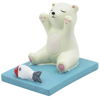 Cute Cartoon Polar Bear Phone Holder Desk Animal Phone Holder, Creative Resin Craft, Desktop Decoration Bracket
