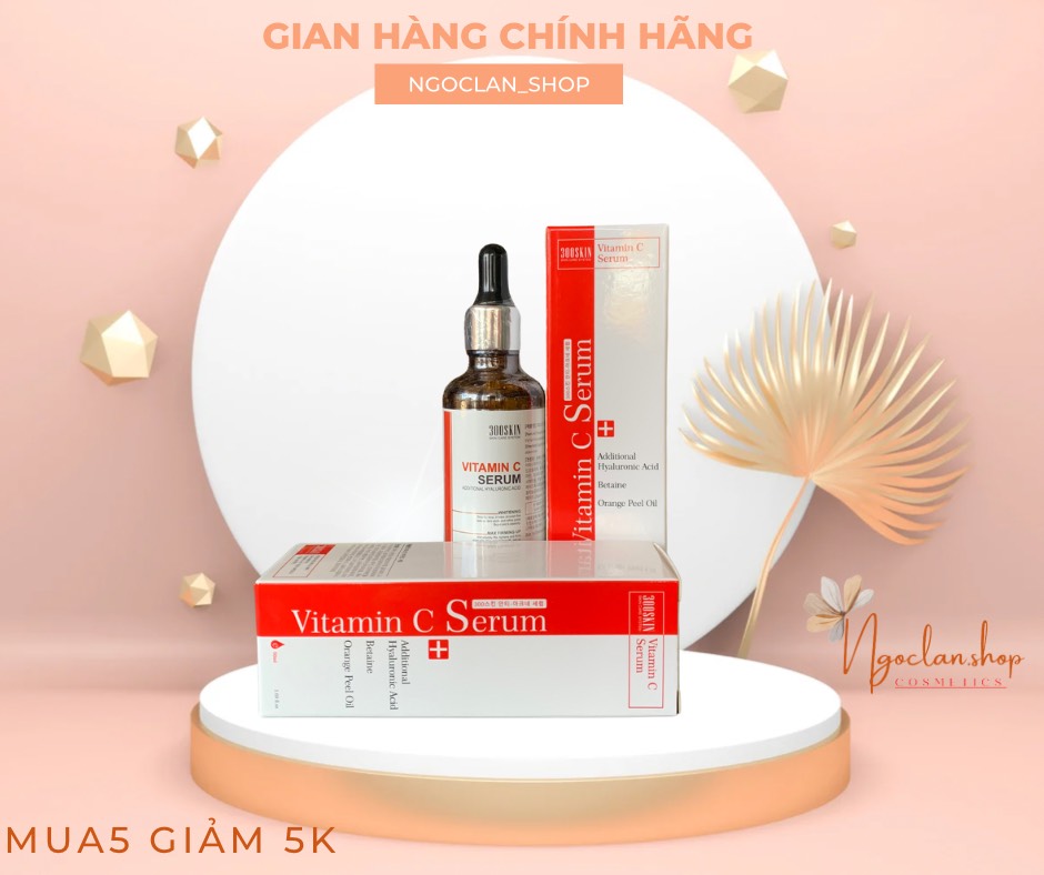 Tinh chất serum 300SKIN Vitamin C trắng da cấp nước chứa HA Hyaluronic Acid 50Ml- hàng Chuyên spa hiệu quả
