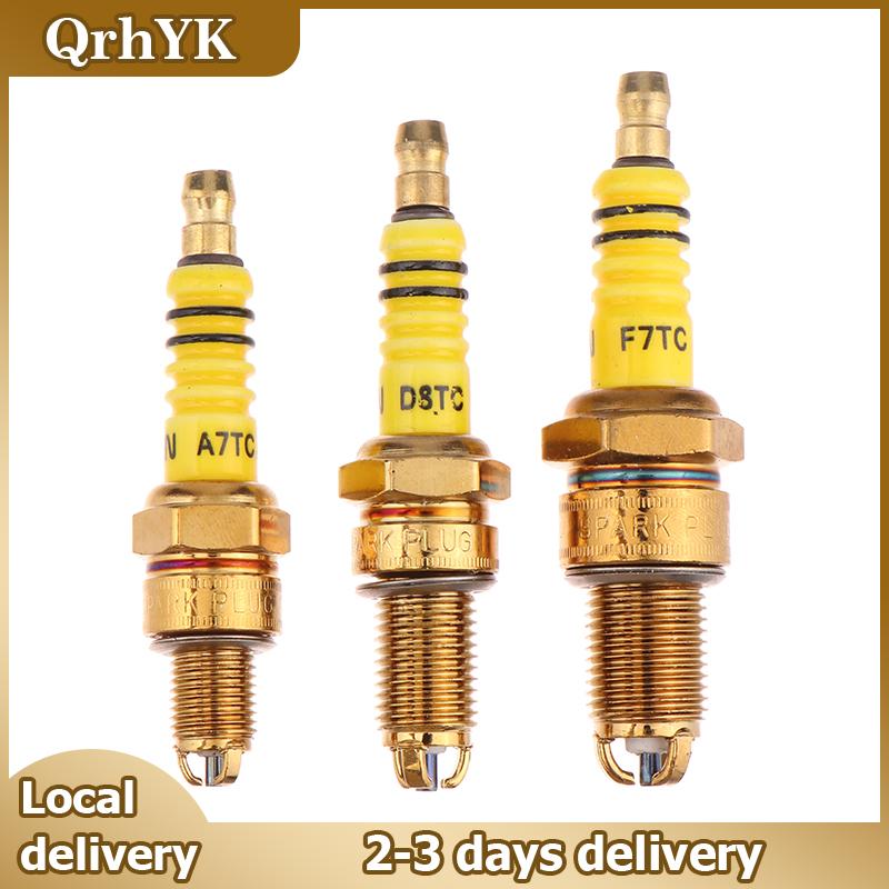 QrhYK 1pcs Bugi 3 điện cực Ba a7tc d8tc cho GY6 CG 50 70 110 125 150cc