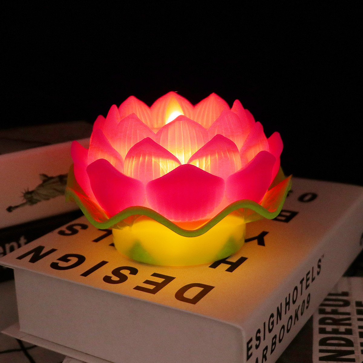 【Luck】Ngọn lửa lập lòe led hình Bông Sen Hoa đèn hoạt động bằng pin sáng tạo hoa sen giả đèn ban đêm cho trang trí lãng mạn nhà Phật