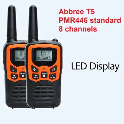 Singapore stock, ABBREE T5 Mini walkie talkie 8KM Long Range PMR446 Radio Walkie Talkie Handheld Portable Two Way Radio for Hunting Hiking