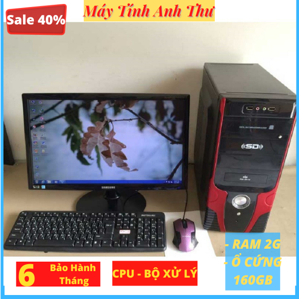 Bộ Máy Tính Bàn Học Tập Làm Việc Chơi Game Online Cấu Hình Mượt Ram 2GB, Ổ Cứng 160gb