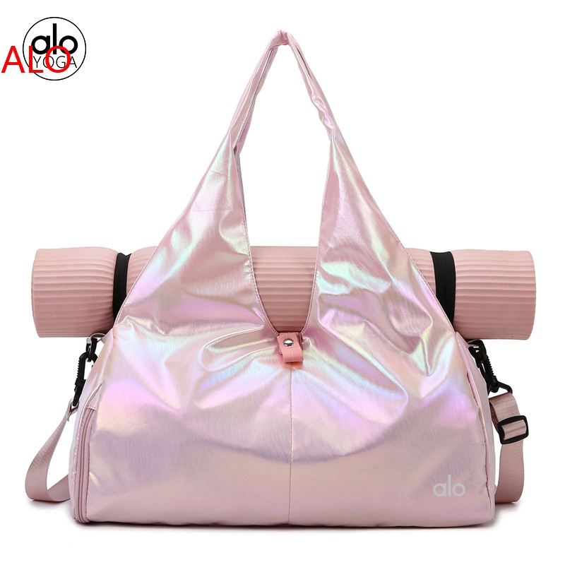 【New】 Alo Portable Yoga Bag Womens Sports Leisure Gym Bag Dry Wet Separation Large Capacity Travel B