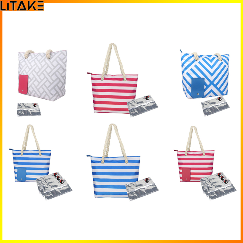 Litake Beach Wine Tote Bag, Leakproof Insulated Purse Carrier, Outdoor Wine Cooler Bag 2000ml Large Capacity Insulated Cool Bag For Travel, Restaurant, Party, Dinner ราคา 458 บาท*ส่งฟรี