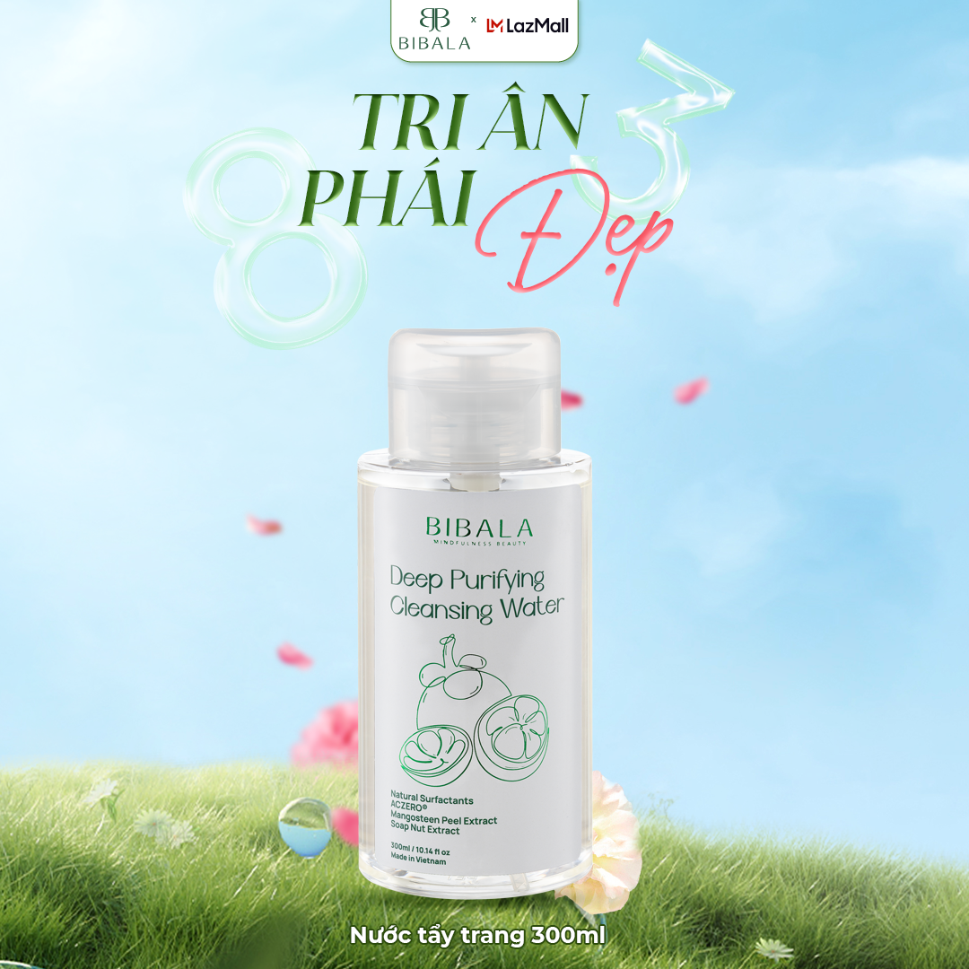 Nước tẩy trang lành tính dịu da DEEP PURIFYING CLEANSING WATER BIBALA 300ML