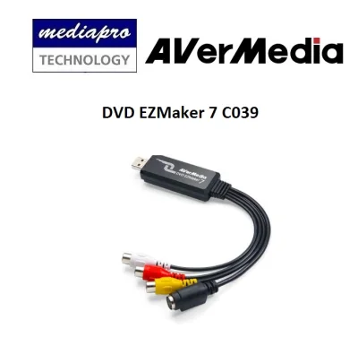 Avermedia C039 DVD EZMaker 7 Covert VHS/8mm/Hi8 to DVD with Ease Standard Definition USB Video Capture Card , Analog to Digital Recorder, RCA Composite, VHS to DVD, S-Video Win 10 - 1 year local distributor warranty