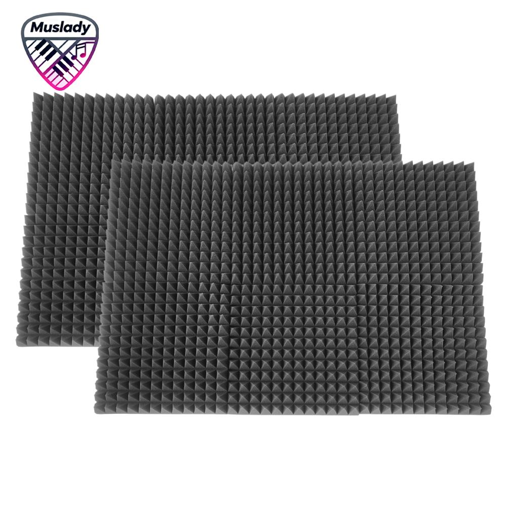 Muslady 12 chiếc 12x12x2inch Mật độ cao Phòng thu Cách âm Bọt chống cháy cho Phòng thu KTV Phát sóng Rạp hát gia đình