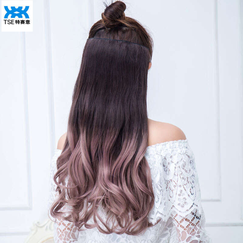 Tse Gradient tóc nối Cho xoăn dài cho nữ Nổi Bật Sóng Lớn Đầy Màu Sắc Clip-Trong Một Mảnh Vá JM-kj19