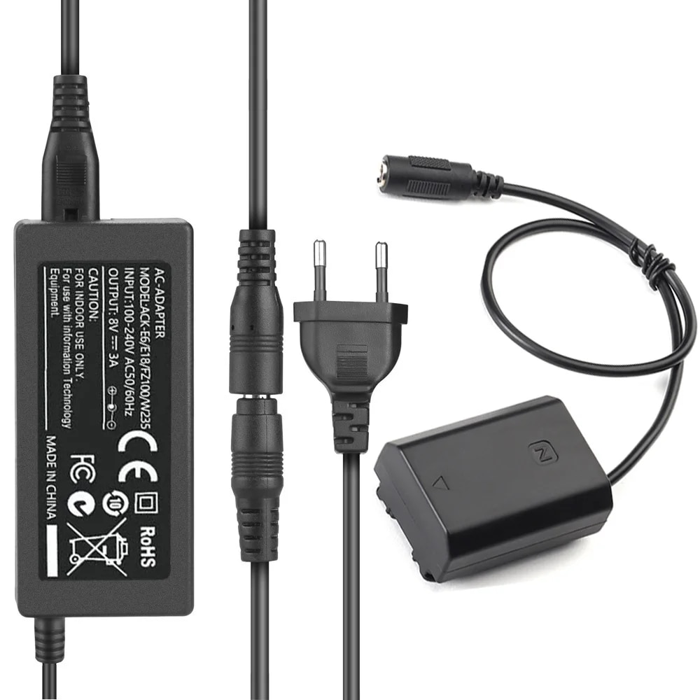 NP-FZ100  Battery NP FZ100 DC Coupler AC Power Adapter Supply Kit For Sony Alpha A7III A7S III, A6600 A7C A1 FX3 A7R3 Etc.