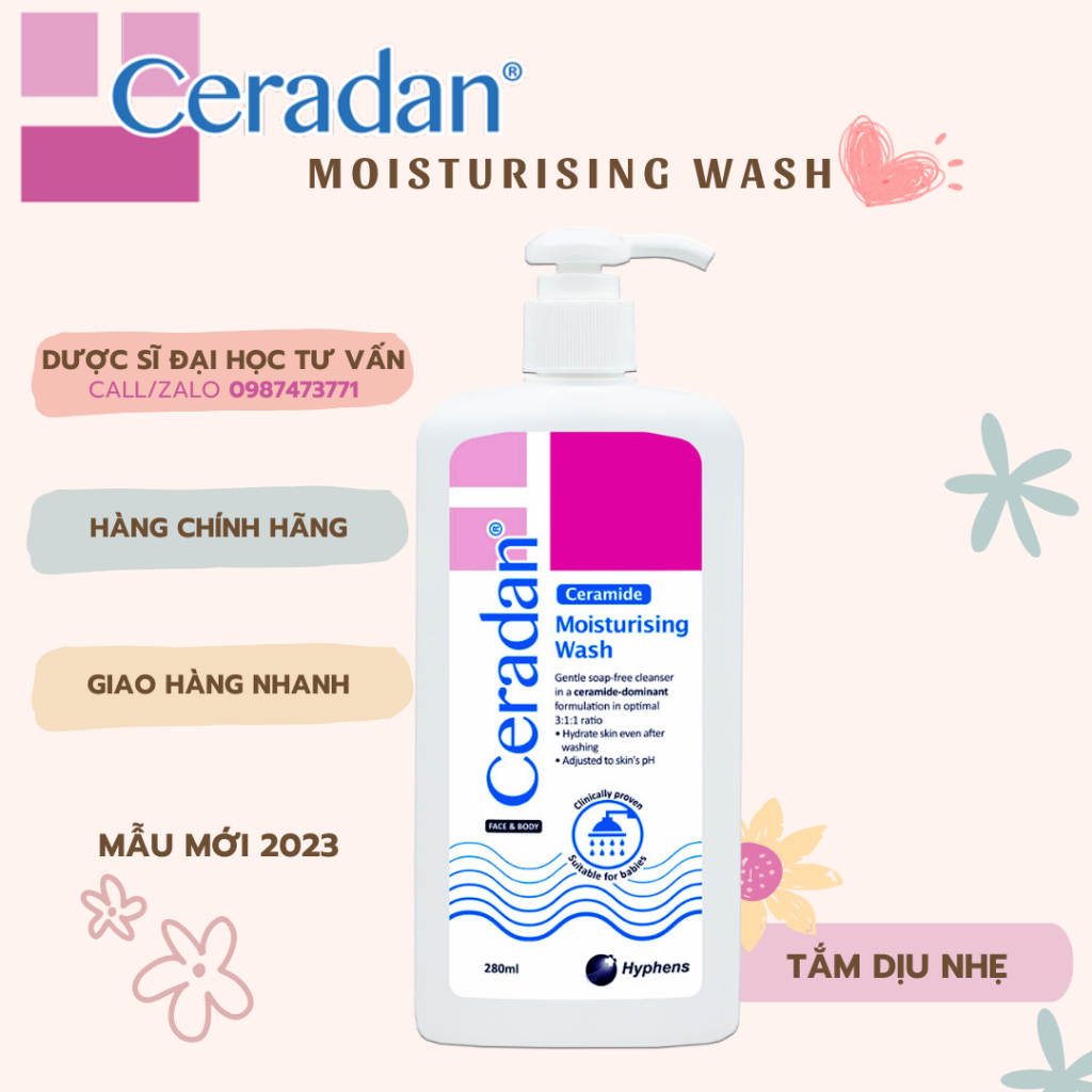 Sữa tắm rửa mặt dưỡng ẩm Ceradan Moisturising Body Wash 280ml ceradan