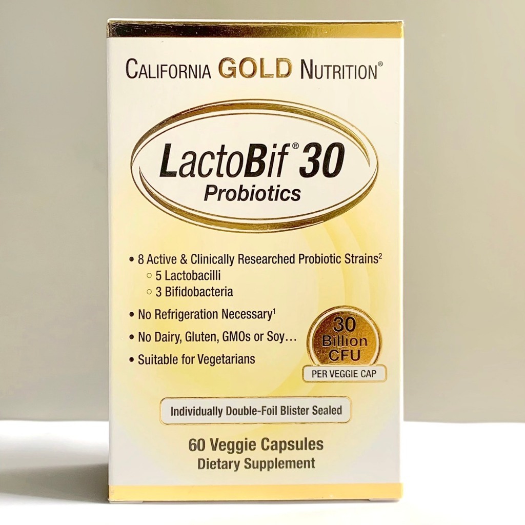 Men vi sinh 30 tỷ lợi khuẩn 60 viên không cần bảo quản tủ lạnh: Probiotics "California Gold Nutrition" Lactobif