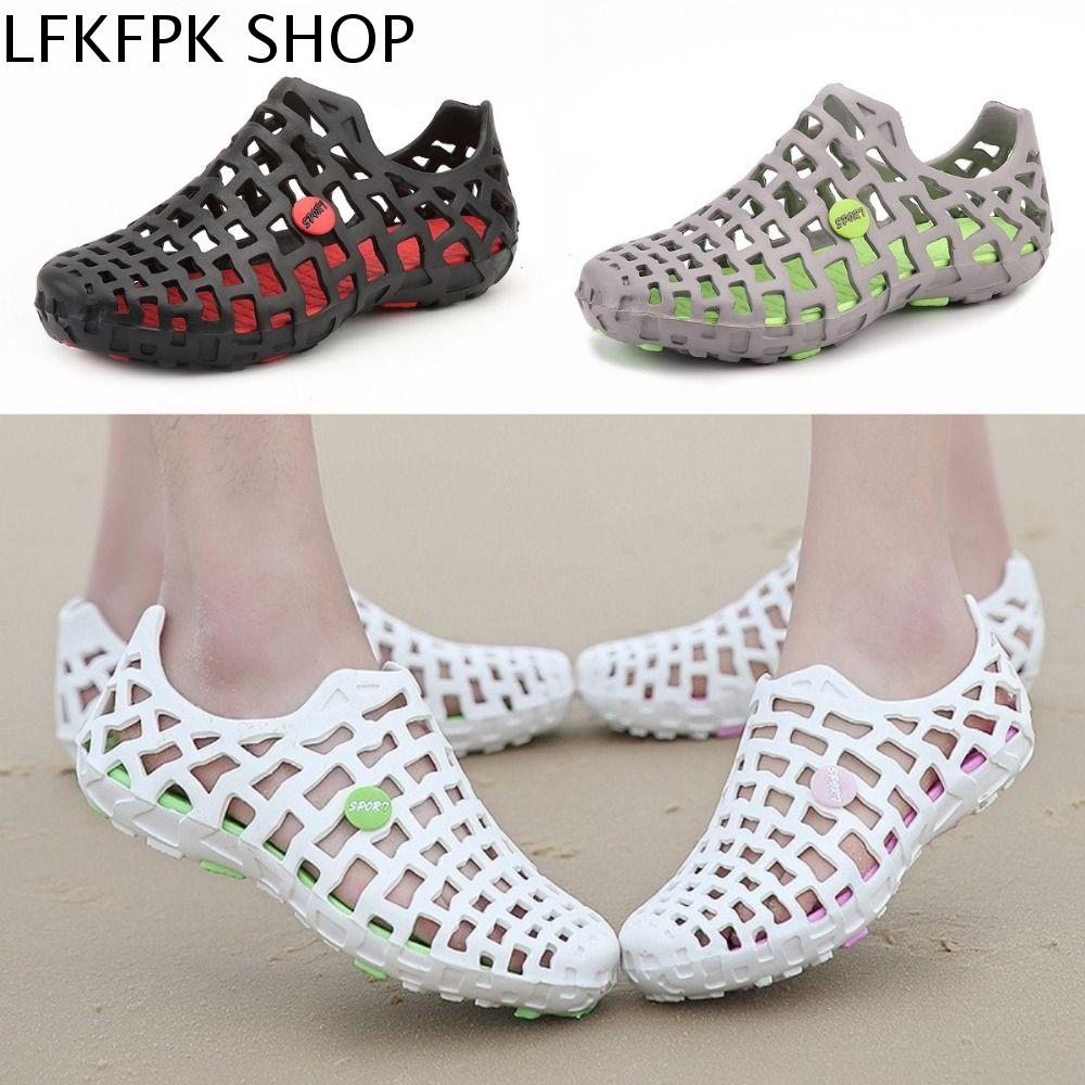 LFKFPK Khoét lỗ Giày nam  Thoáng khí Xăng đan nữ Thời trang Đèn Dép đi biển Du lịch
