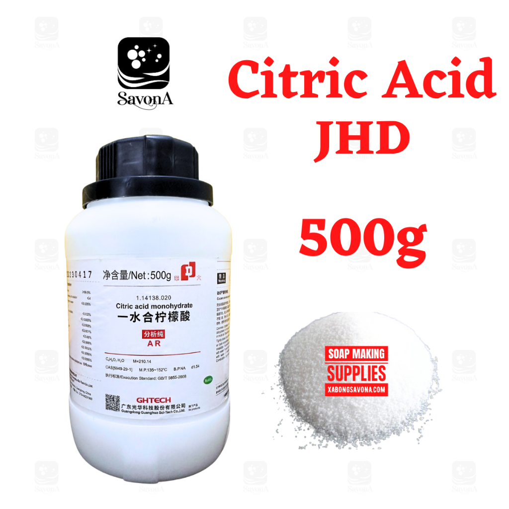 Acid Citric 500g JHD- Axit Chanh - Bột Tạo Chua - Bột Chanh - Chất Điều Chỉnh pH Cho Thực Phẩm, Nguyên Liệu Làm Xà Phòng