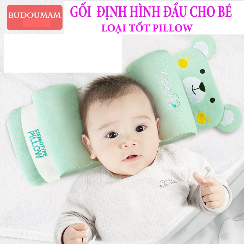 Gối ngủ cho bé sơ sinh, Gối định hình đầu cho bé, gối chống bẹp đầu, gối chặn cho bé sơ sinh