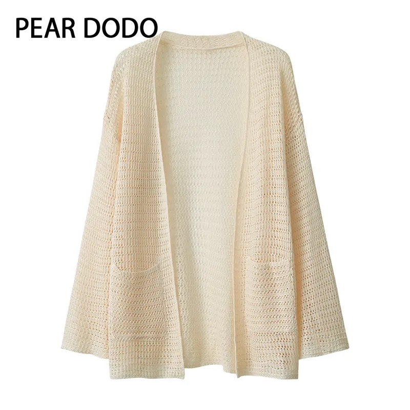 TOP★PEAR DODO Áo cardigan RộNg Áo Cardigan dệt kim bảo vệ khỏi ánh mặt trời rỗng Hàn Quốc cho phụ nữ 103