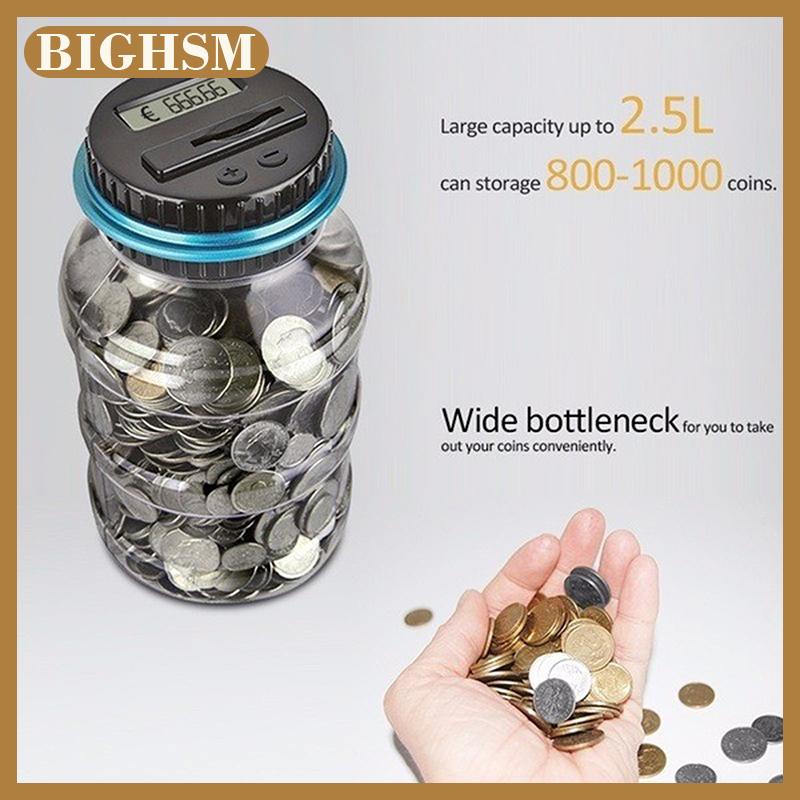BIGHSM Kỹ thuật số LCD đếm Coin Money saving box Jar công suất lớn cho USD Euro GBP tiền điện tử đếm Piggy ngân hàng