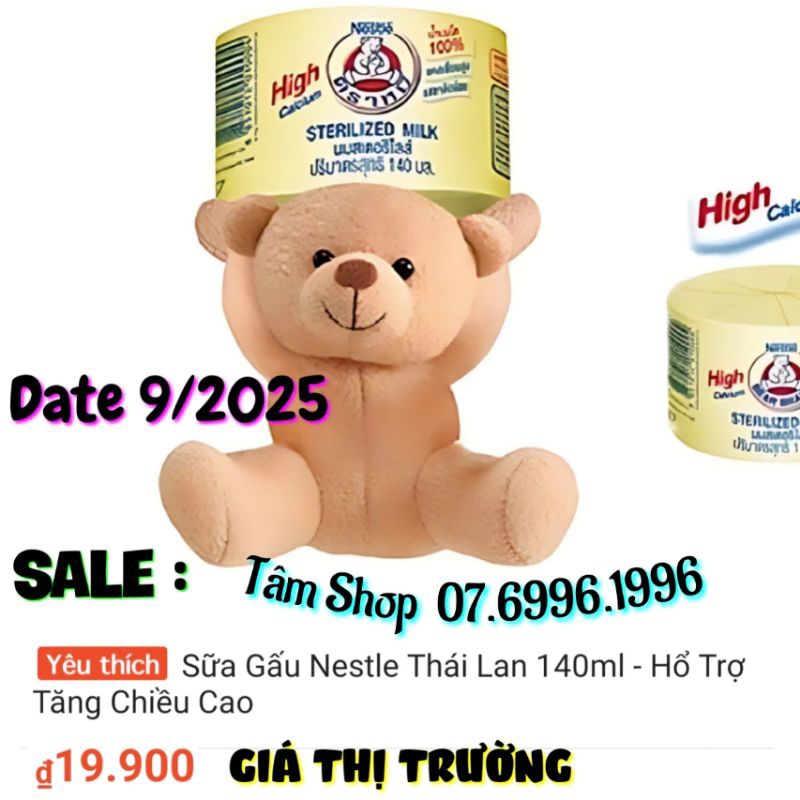 SỮA TƯƠI GẤU NESTLE HIGH CALCIUM (HỘP 140ML) - NHẬP KHẨU THÁI LAN
