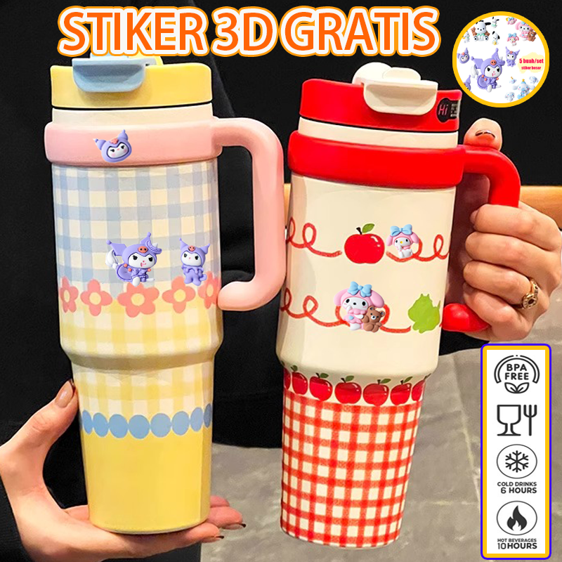 Premium Handle Tumbler Thermos 1000ml Stainless Sus 316 / with Straw Tumbler Drinking Bottle 1L