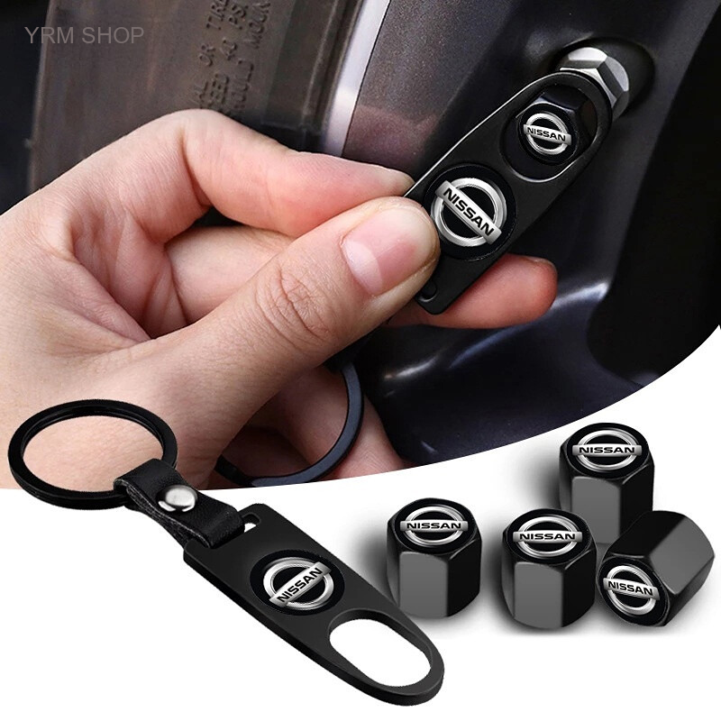 Yrm | lốp xe hơi nắp van với một móc khóa dạng cờ lê hợp kim đèn vành bánh xe bánh xe ô tô nắp che lốp xe hơi lõi không khí phụ kiện xe hơi bên ngoài cho nissan navara almera terra sentra titan biên giới tuần tra royale juke gtr nv350 x-trail sylphy