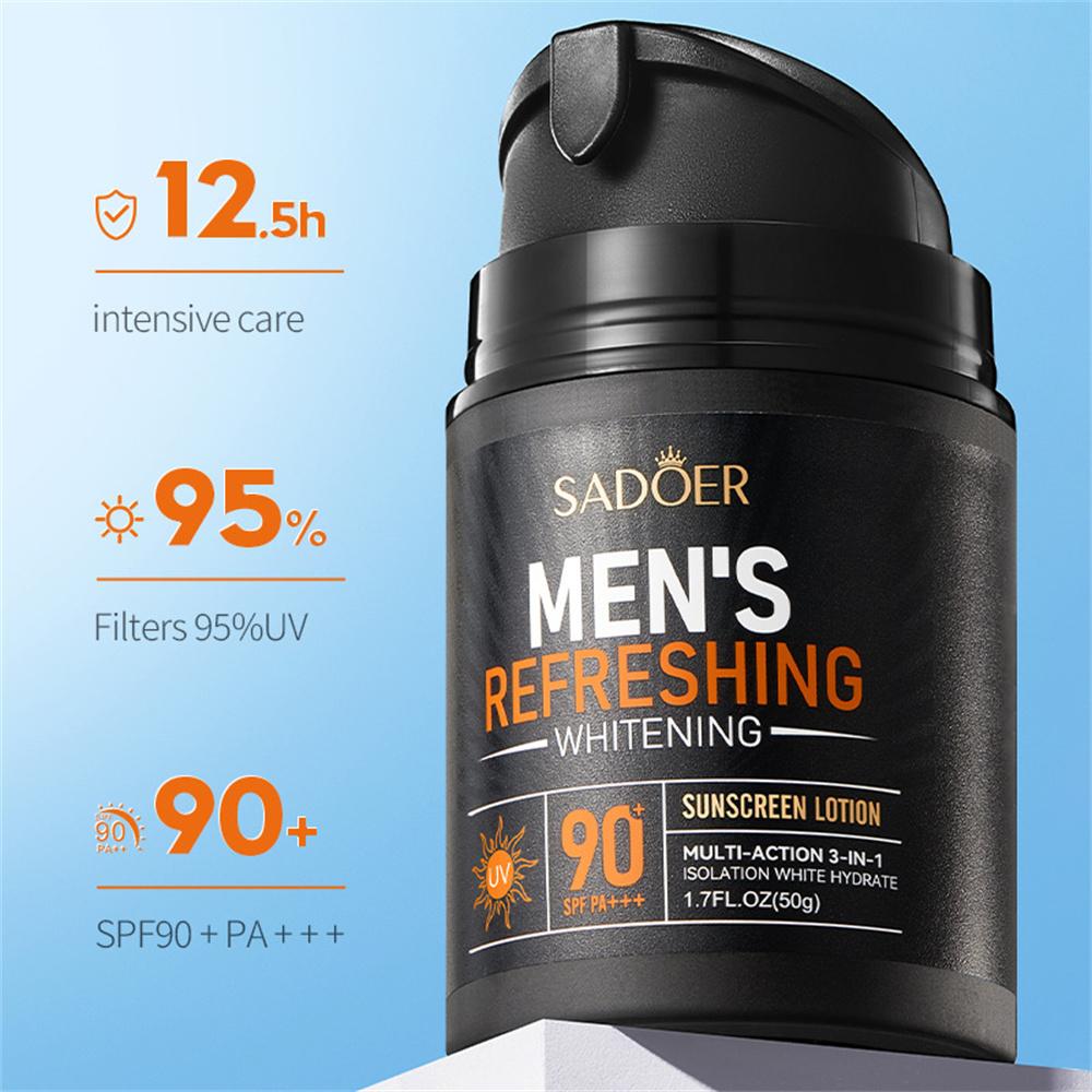 Sadoer Men's Sunscreen UV Protection Refreshing Brightening Sunscreen Lotion