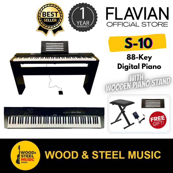 Flavian S10 88 Keys Digital Piano with Piano Bench, Book Rest and Power Adaptor / S-10 Malaysia