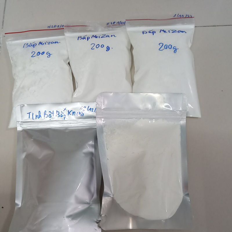 AA Tinh bột bắp knorr 260g và bột bắp Meizan 200g được shop chiết từ bịch 1kg. OT