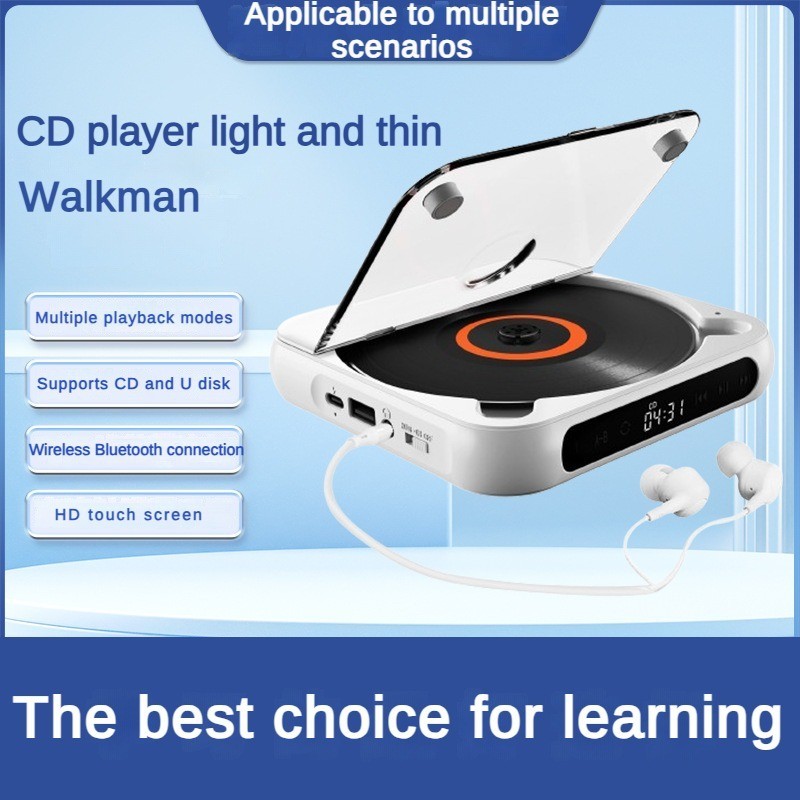 Bluetooth CD Player Lightweight Walkman English Listening Mini Player Home Speaker Learning Machine ราคา 1,342 บาท*ส่งฟรี