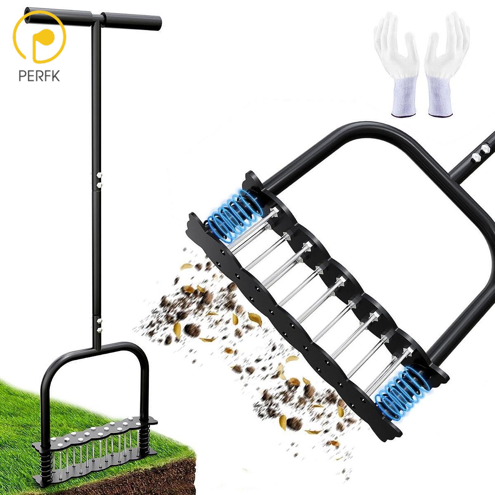 Perfk Lawn Aerator Spikes Aeration Tool Yard Grass Aerator Multipurpose Professional Leaf and Dirt Cleaning with 14 Strong Spikes ราคา 1,039 บาท*ส่งฟรี