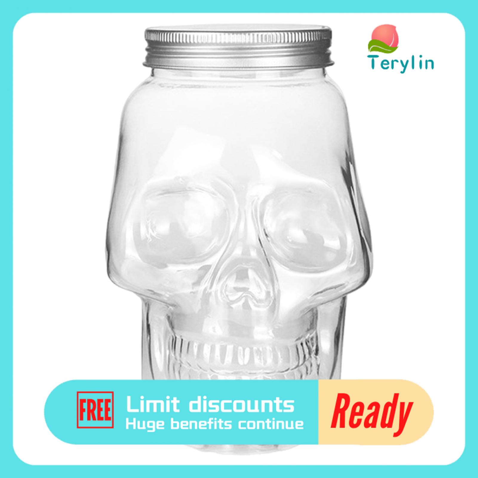 Terylin Tràn Bằng Chứng Skull Jar hộp kín Skull Canning Jar Với Nắp dung tích lớn Bpa-Miễn Phí không rỉ có thể tái sử dụng khay giữ đồ uống Thủy Tinh Cho Halloween dùng cho thực phẩm lọ đựng thức uống Hoàn Hảo Cho Cross-Biên Giới Quà Tặng