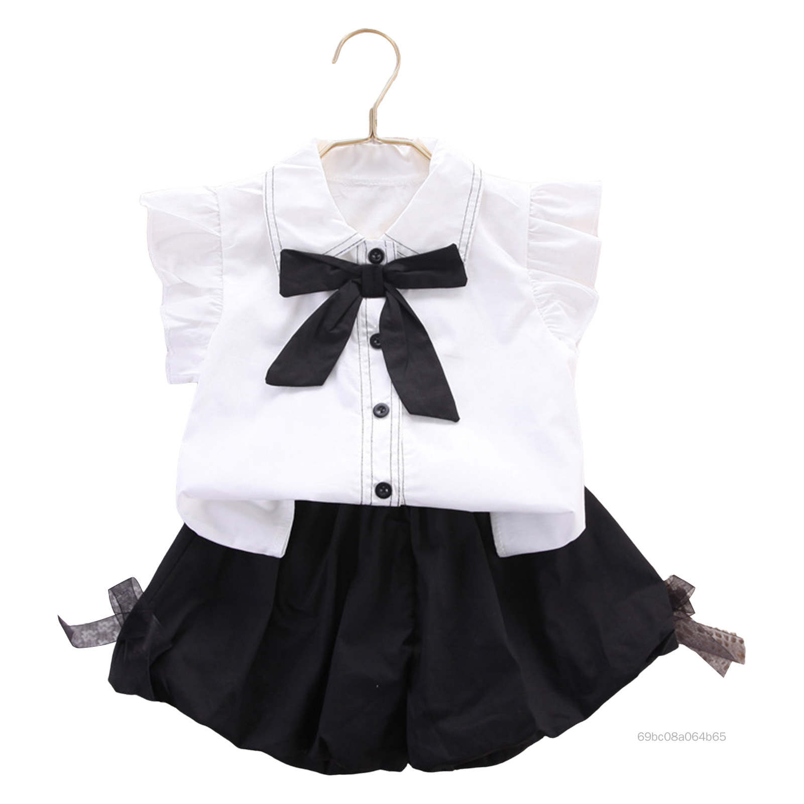 Áo sơ mi thời trang trẻ em và quần short với áo sơ mi nữ thiết kế mặt trước cho trẻ em mặc đồ mùa hè GI1-VN - 2