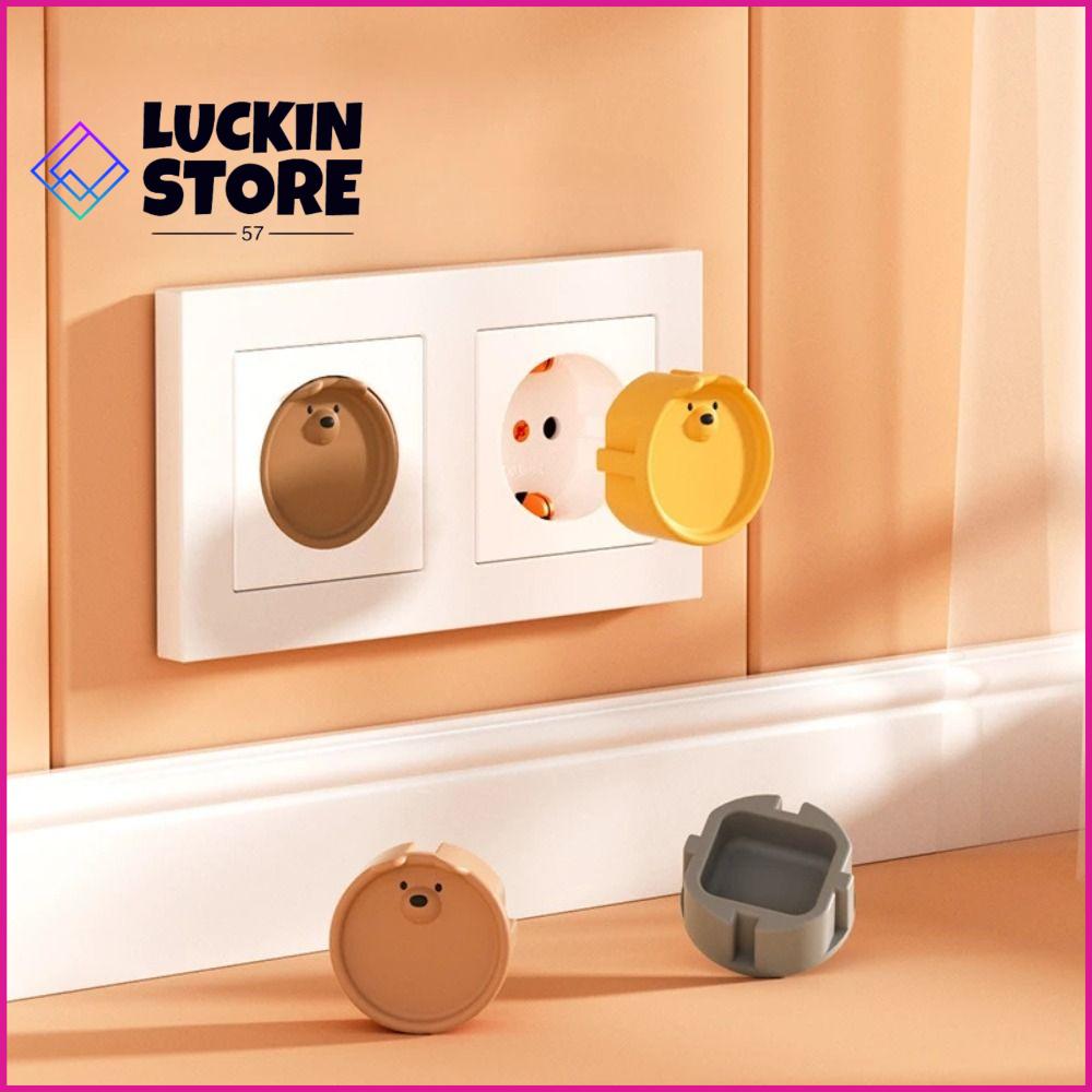 TREND 57SHOP Tiêu chuẩn Châu Âu Vỏ bảo vệ ổ cắm Bảo vệ an toàn Silicone Vỏ bảo vệ chống bụi Dễ thương Gấu Nắp ổ cắm điện Em bé