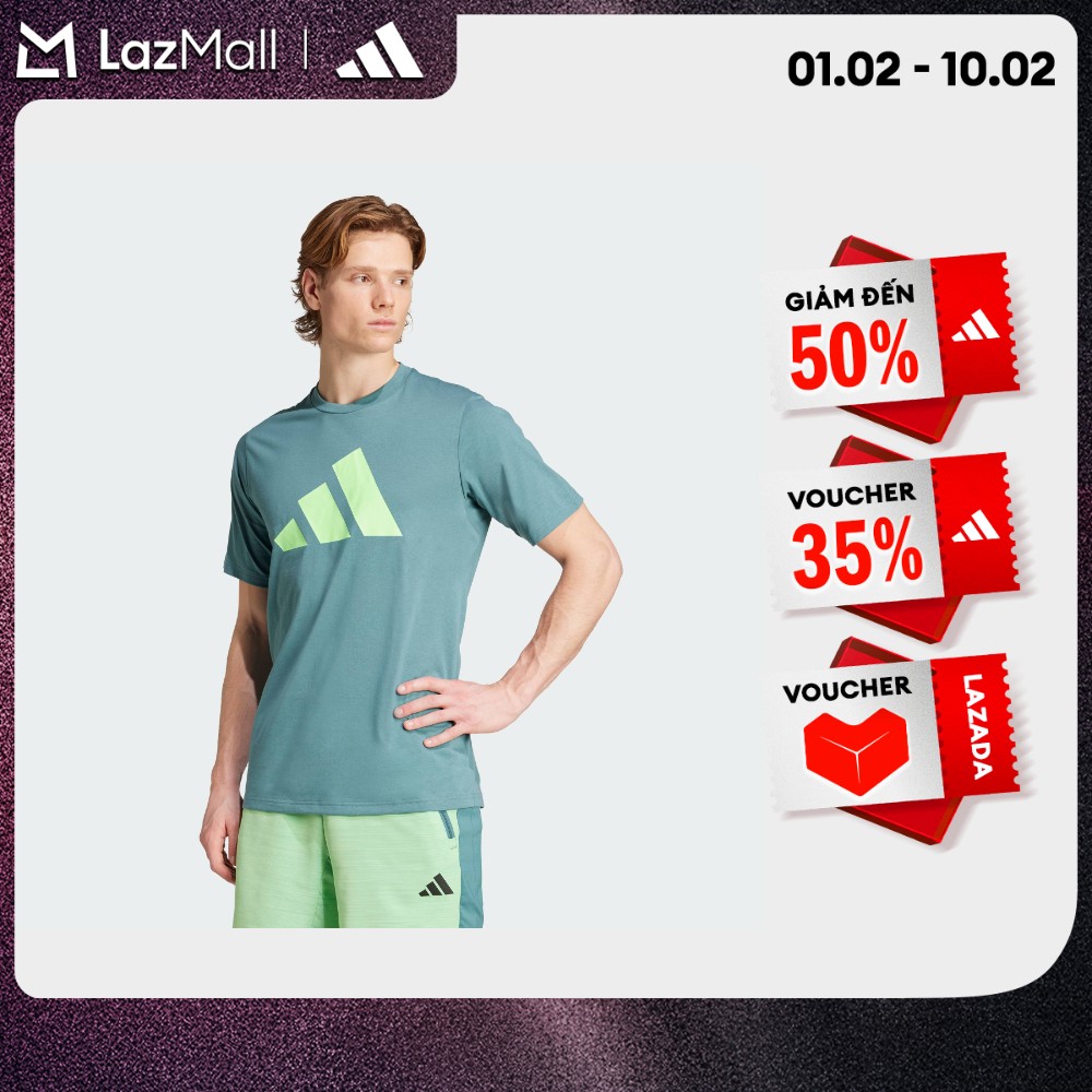 adidas Gym & Training Train Essentials Feelready Logo Training Tee Men Green JW7403
