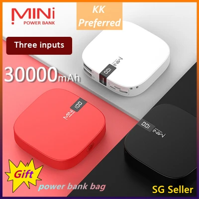 ⚡【SG READY STOCK】⚡ 30000mAh Portable Mini PowerBank Digital Display PowerBank External Battery Pack Power Bank Bank