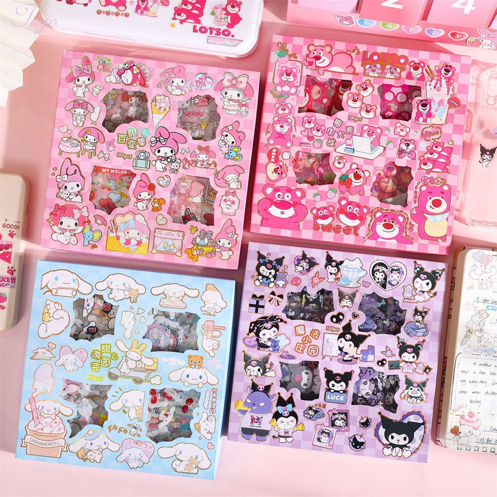 Sanrio Hand Account Sticker Cartoon Cinnamoroll My Melody Kuromi Creative Children Gift PVC Goo Stic