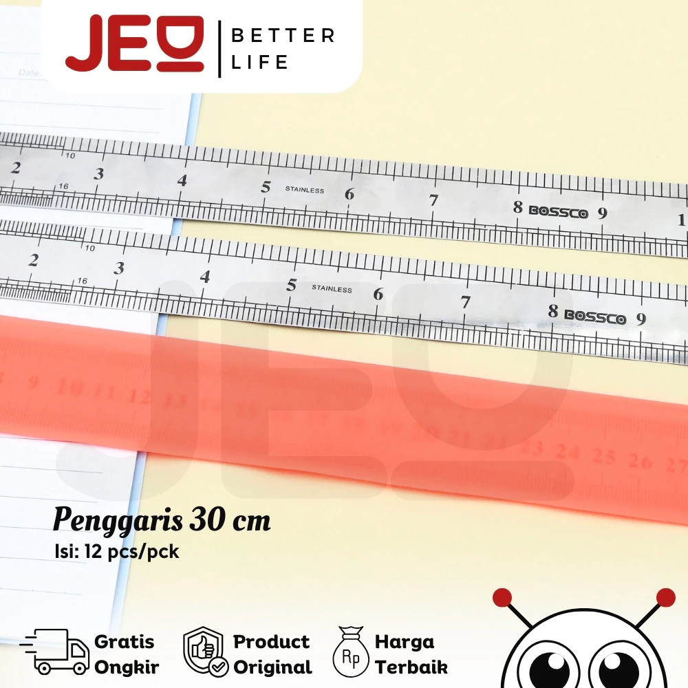 Grosir!!! (Harga 1 LUSIN) Penggaris besi 30 cm stainless steel ruler penggaris besi