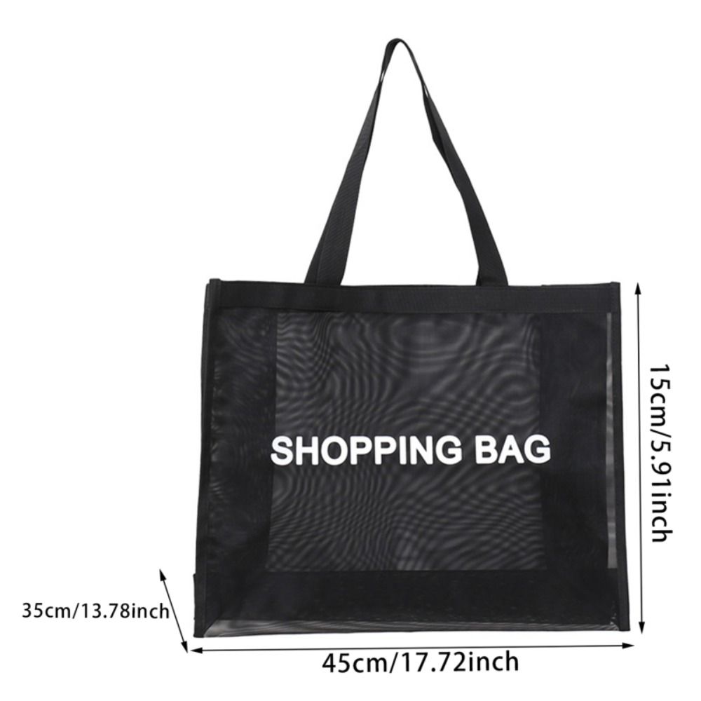 YAHURO Đen Túi mua sắm Lưới Trong Suốt Một bên vai Nylon Túi tote sức chứa lớn Thường ngày Túi đeo chéo Túi đựng đồ du lịch Nữ - 3