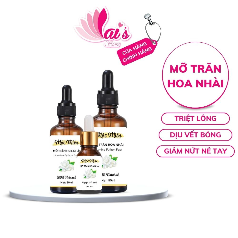 Mỡ trăn hoa nhài mộc miên thơm hương nhài giúp triệt lông, mờ rạn da, dịu vết bỏng, dưỡng da, giảm nứt nẻ tay chân