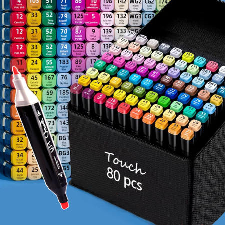 80-Piece Alcohol Marker Set for Art Students by Touch