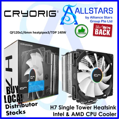 (ALLSTARS : We Are Back Promo) CRYORIG H7 Single Tower Heatsink (QF120x1/6mm heatpipex3/TDP 140W) Intel & AMD CPU Cooler (Local Warranty 2years with Corbell)