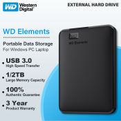 WD 1TB/2TB External Hard Drive USB 3.0 Portable Storage