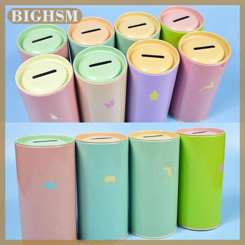 BIGHSM Động Vật Kẹo Màu Con Heo Đất Ngân Hàng Kim Loại Con Heo Đất Ngân Hàng Dễ Thương Đồ Lặt Vặt Lon Lưu Trữ Lon Quà Tặng Trang Trí Nội Thất Hộp Tiền
