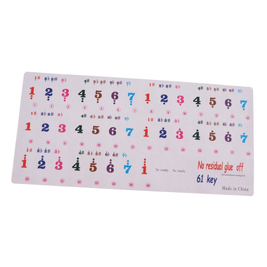 Transparent 61 Key Piano Decal Keyboard Instrument Parts for Beginner 23.5x11.2cm