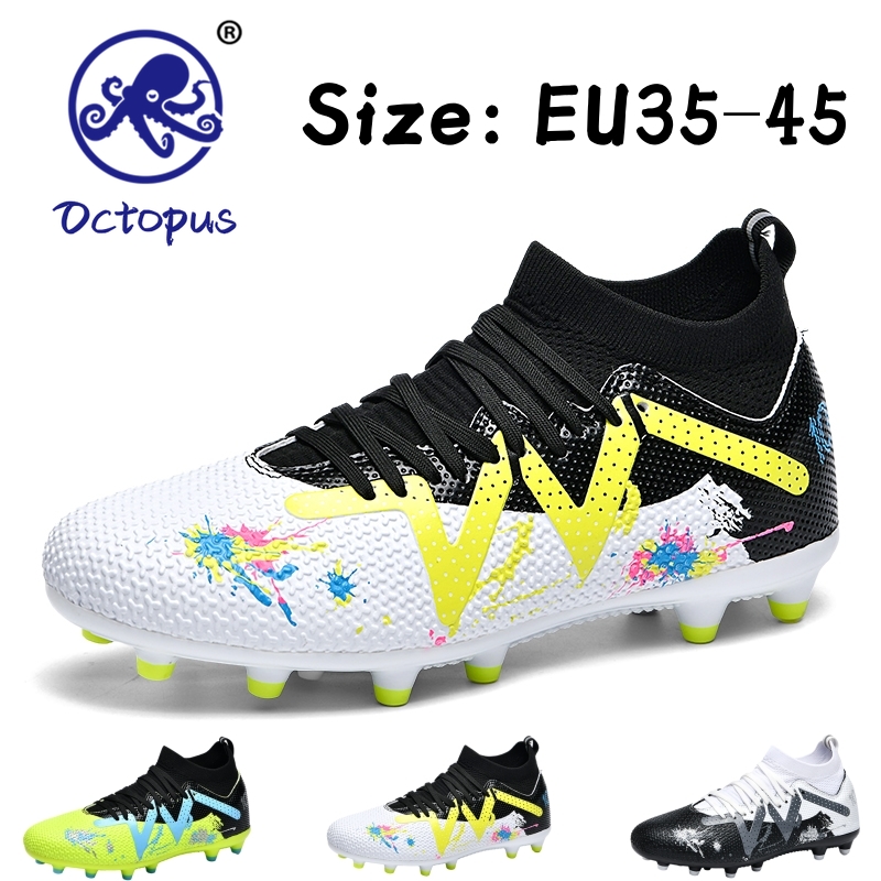 Bạch tuộc (EU35-45) Messi Giày bóng đá nam giới và phụ nữ thanh niên sinh viên Falcon Giày luyện tập Cristiano Ronaldo Chất lượng cao Ag Spike chống trượt chống sốc trẻ em người lớn cạnh tranh chuyên nghiệp giày