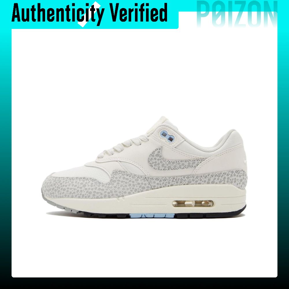 รองเท้าผ้าใบ รองเท้าลำลองผู้หญิง Nike Air Max 1 Safari 'Summit White' Leather Cushioning ทนต่อการสึกหรอรองเท้าลำลองด้านบนต่ำผู้หญิงสีเทาสีขาว FB5059-100 ราคา 13,450 บาท*ส่งฟรี