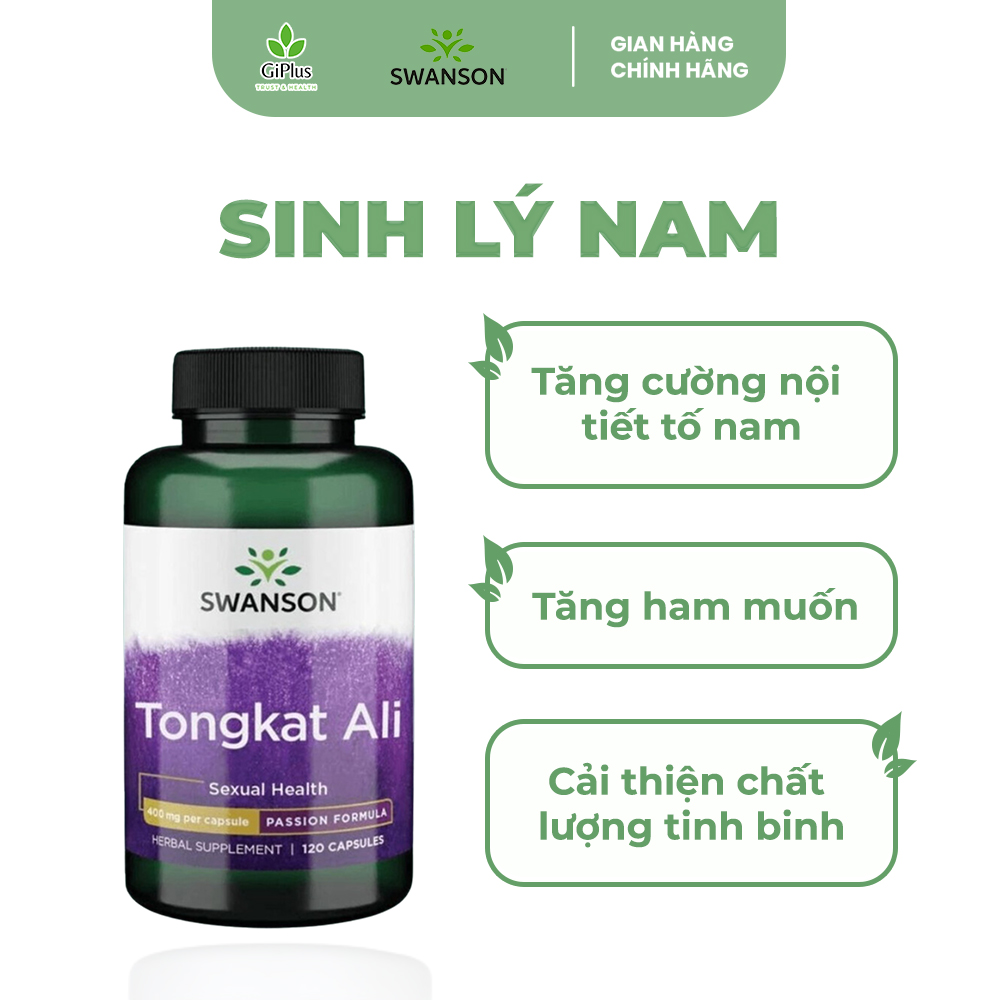 Viên Uống Hỗ Trợ Tăng Cường Sinh Lý Tongkat Ali Swanson 400mg (120 Viên/Lọ)