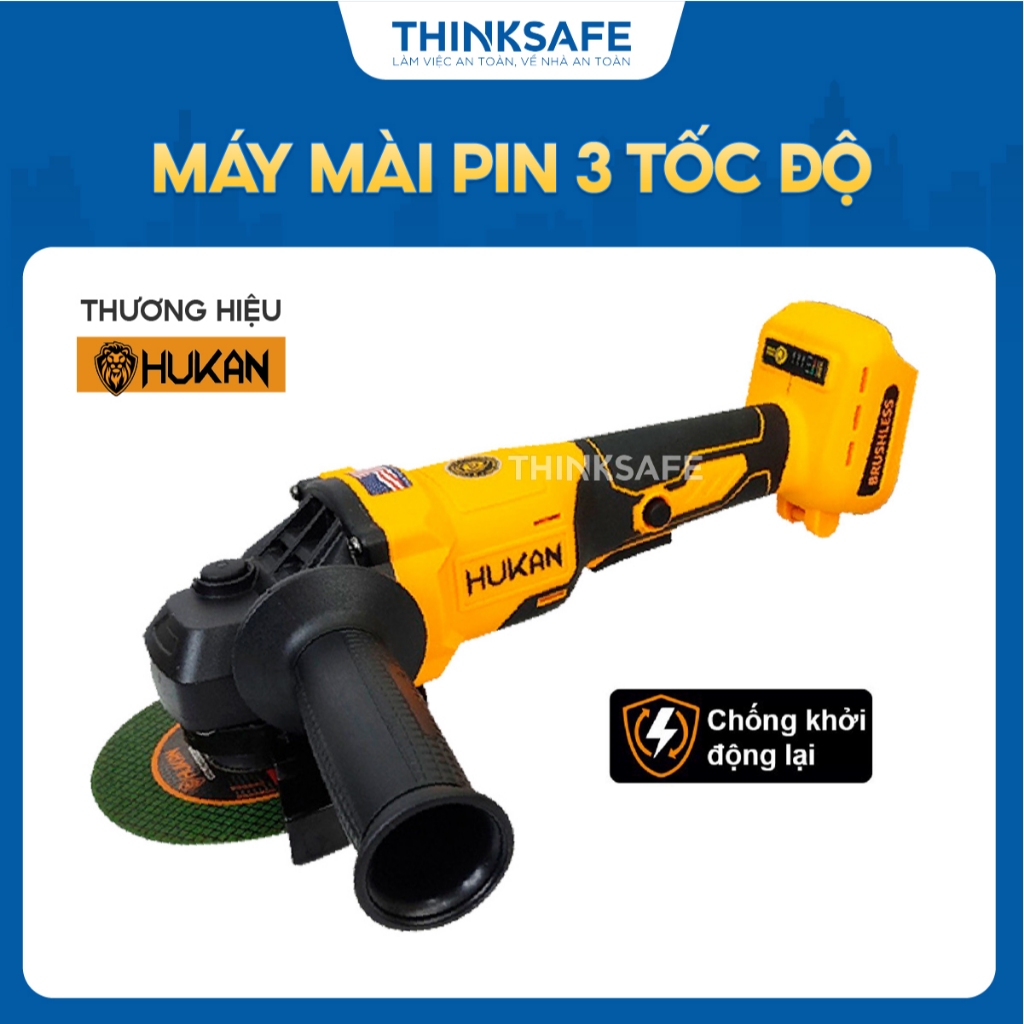 Máy mài góc pin HUKAN HK-AGS6400BL động cơ không chổi than 3 cấp chỉnh tốc đường kính cắt 100mm - Th